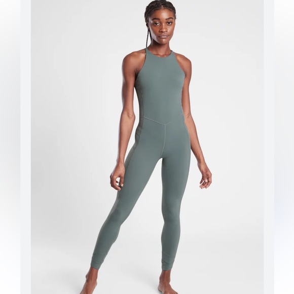 Athleta Pirouette Full Length Bodysuit in Metropolis Grey (Sage Green) Size M - Picture 1 of 13